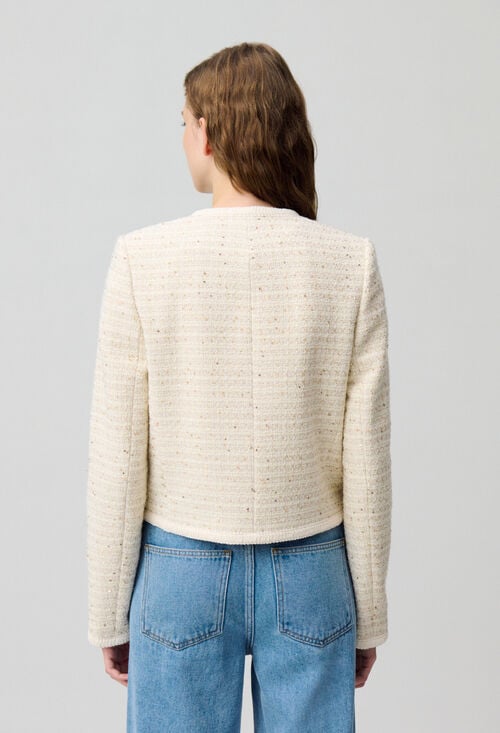 Claudie Veste Courte Tweed Boutonné Pour Femme
