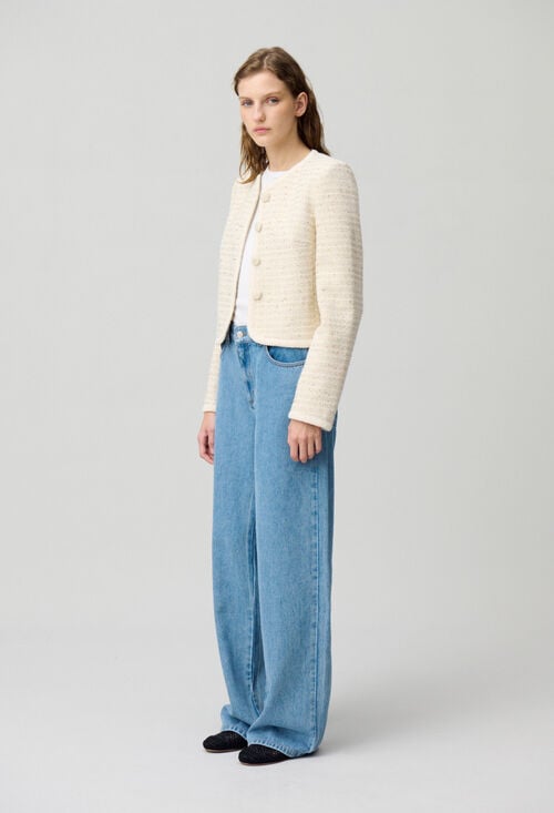 claudie Veste courte tweed boutonné pour femme