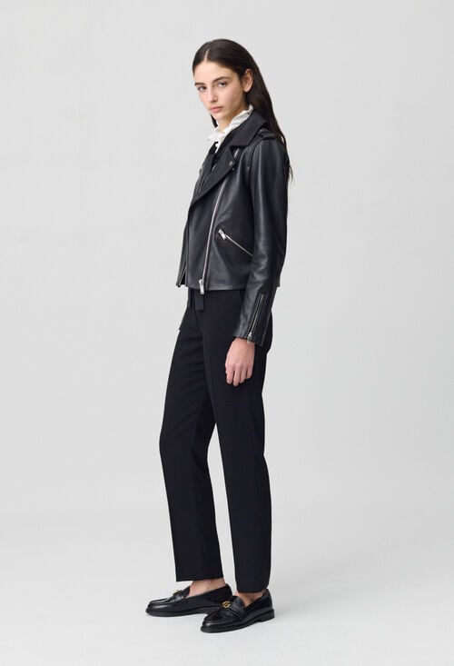 Claudie Veste Cuir Lisse Cintrée Pour Femme