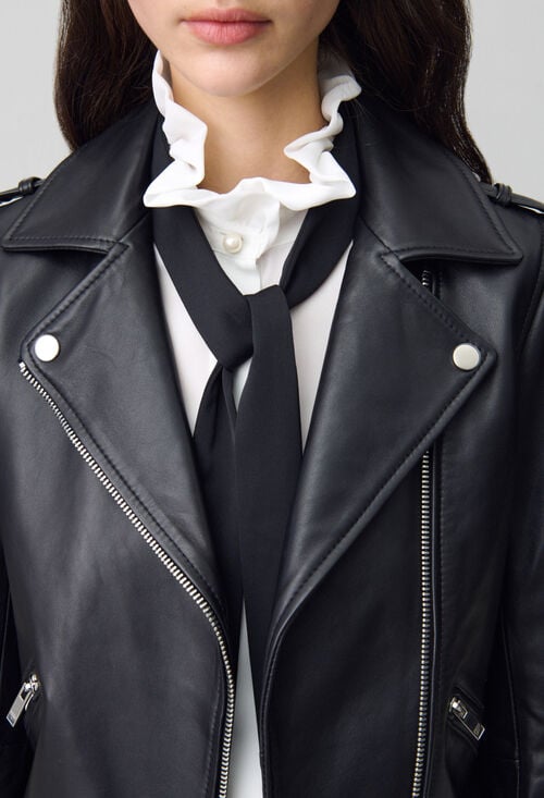 Claudie Veste Cuir Lisse Cintrée Pour Femme