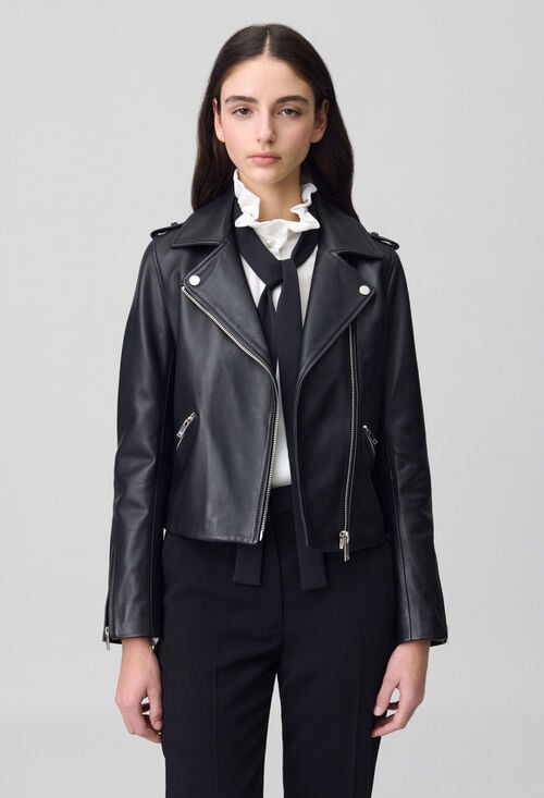 Claudie Veste Cuir Lisse Cintrée Pour Femme
