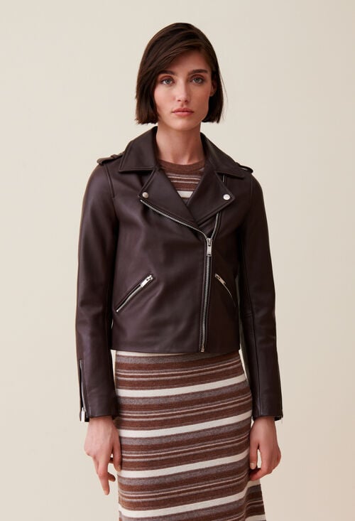 Claudie Veste Cuir Lisse Cintrée Pour Femme