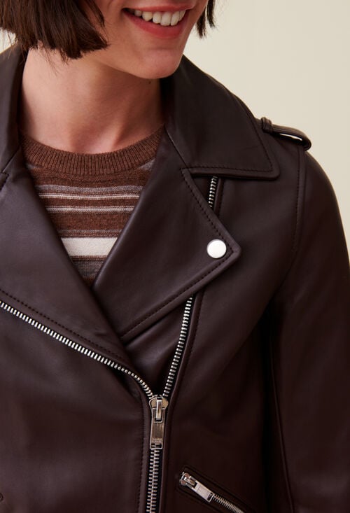 claudie Veste cuir lisse cintrée pour femme