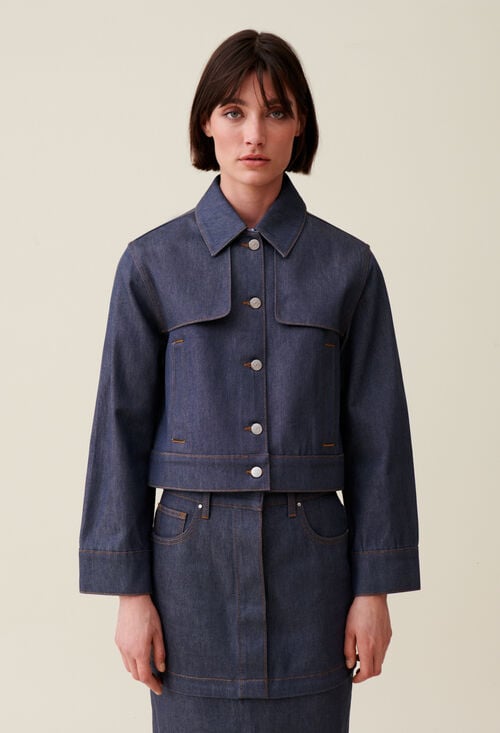 Claudie Veste Denim Foncé Large Pour Femme