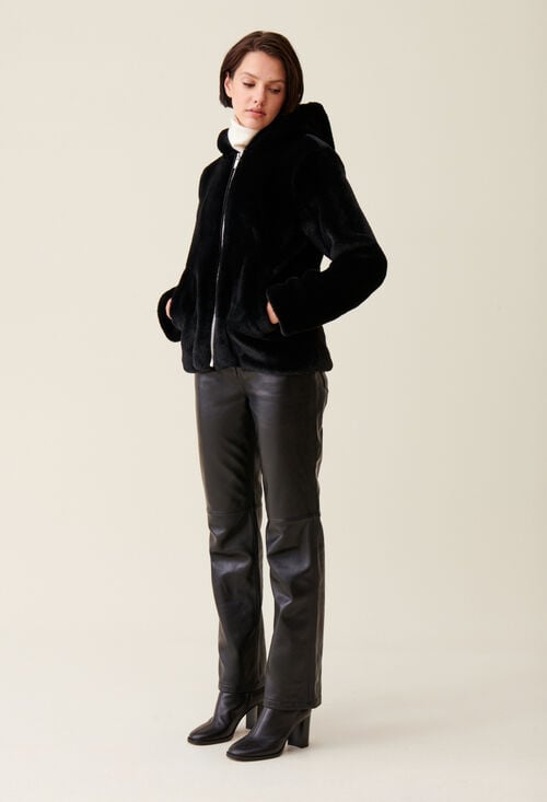 Claudie Veste Fausse Fourrure à Capuche Pour Femme