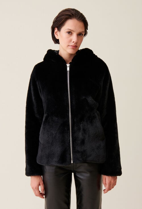 Claudie Veste Fausse Fourrure à Capuche Pour Femme