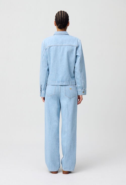 Claudie Veste Jean Denim Col Claudine Pour Femme