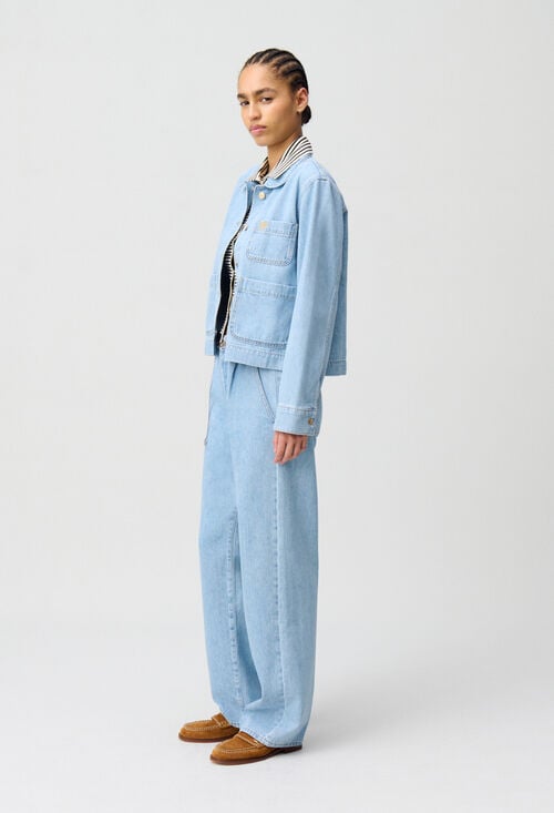 claudie Veste jean denim col claudine pour femme