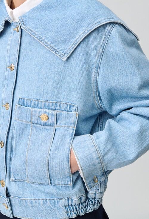 Claudie Veste Jean Denim Col Large Pour Femme