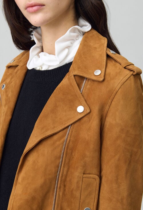 Claudie Veste Perfecto Cuir Suède Pour Femme