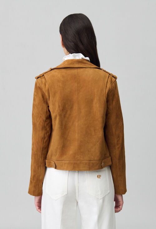 Claudie Veste Perfecto Cuir Suède Pour Femme