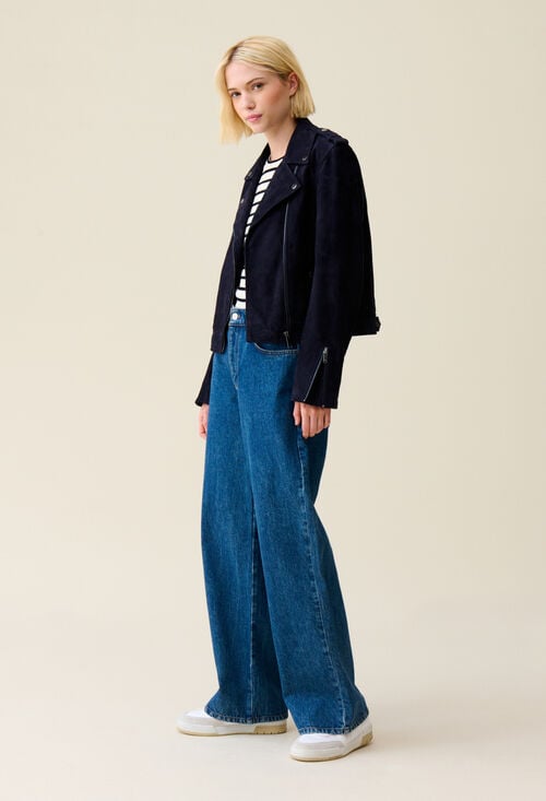 Claudie Veste Perfecto Cuir Suède Pour Femme