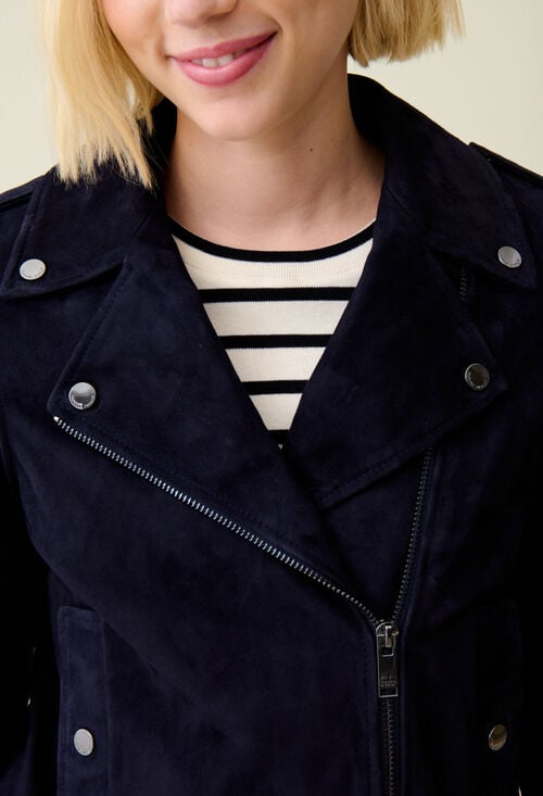 Claudie Veste Perfecto Cuir Suède Pour Femme