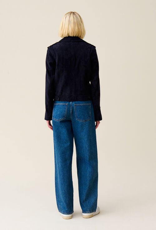 Claudie Veste Perfecto Cuir Suède Pour Femme