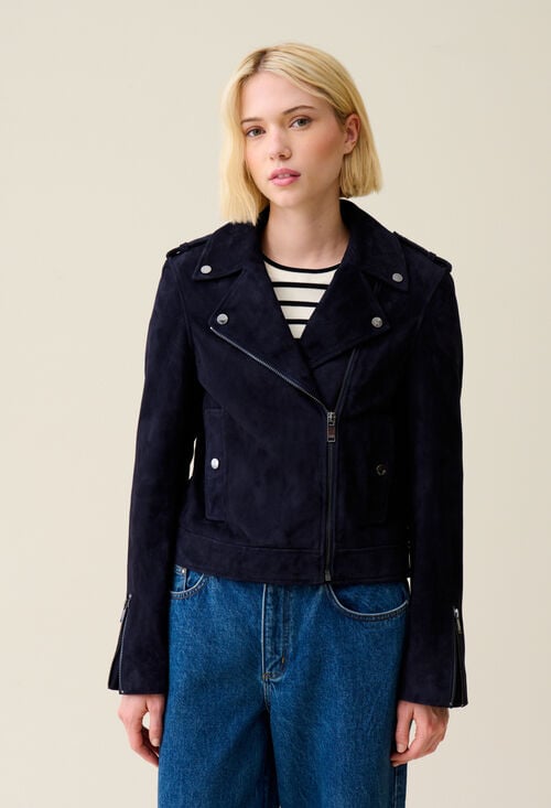 claudie Veste perfecto cuir suède pour femme