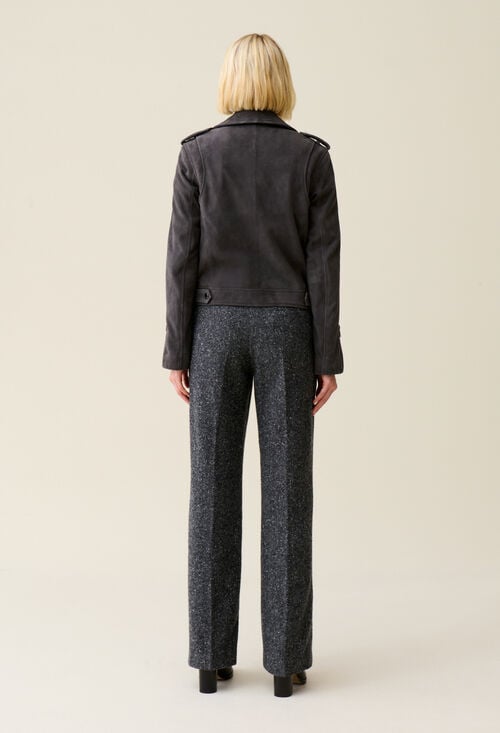 Claudie Veste Perfecto Cuir Suède Pour Femme