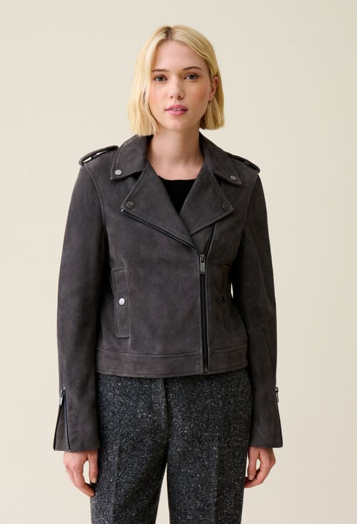 claudie Veste perfecto cuir suède pour femme