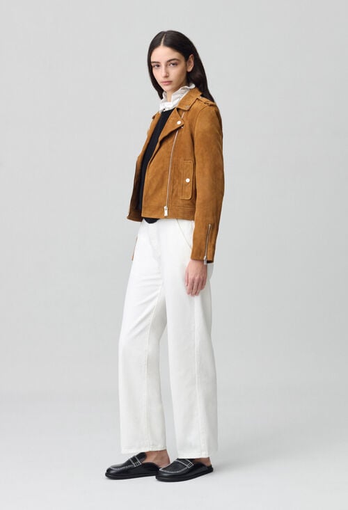 claudie Veste perfecto cuir suède pour femme