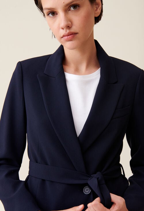 Claudie Veste Tailleur Bleu Marine Pour Femme