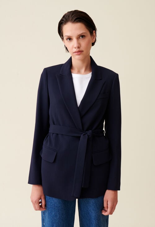 Claudie Veste Tailleur Bleu Marine Pour Femme