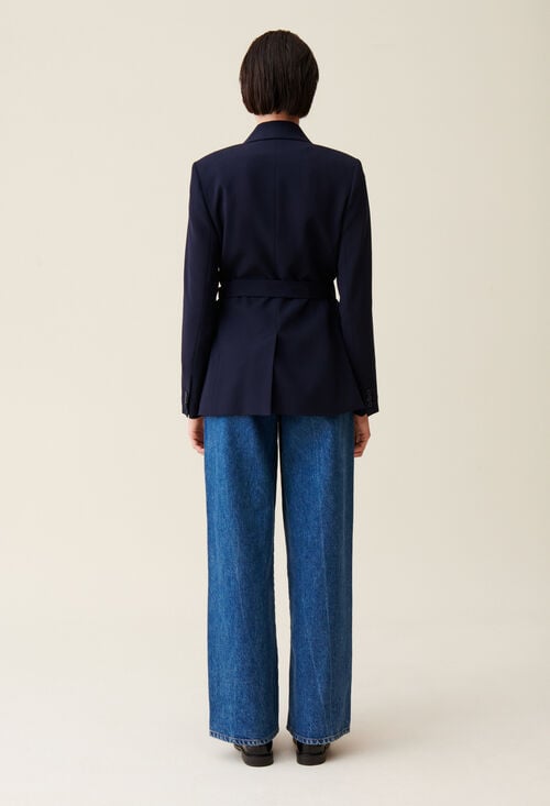 Claudie Veste Tailleur Bleu Marine Pour Femme