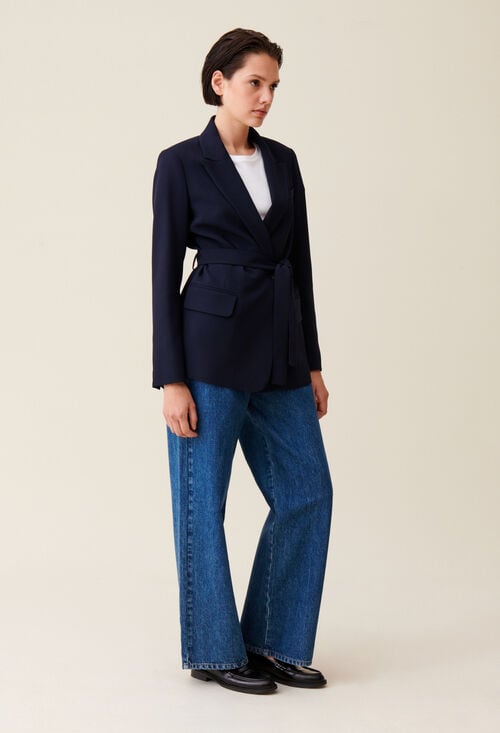claudie Veste tailleur bleu marine pour femme