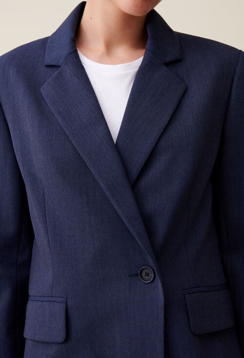 Claudie Veste Tailleur Croisée Marine Pour Femme