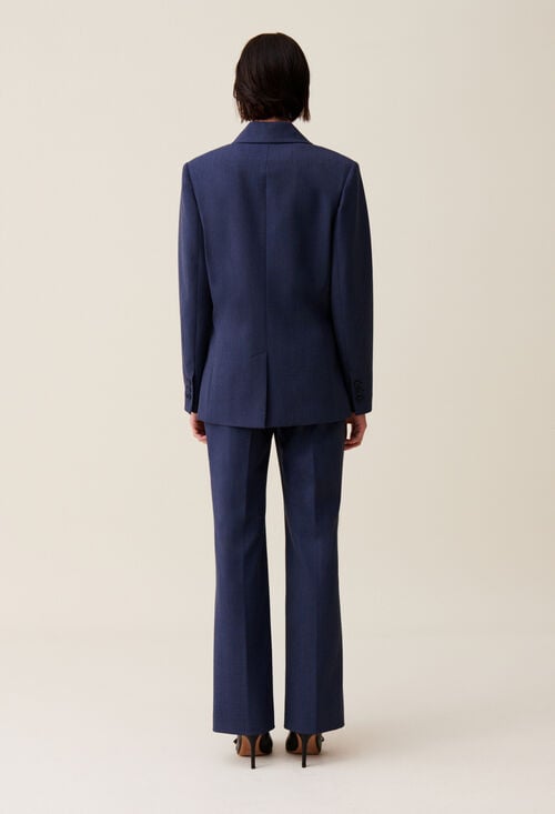 Claudie Veste Tailleur Croisée Marine Pour Femme