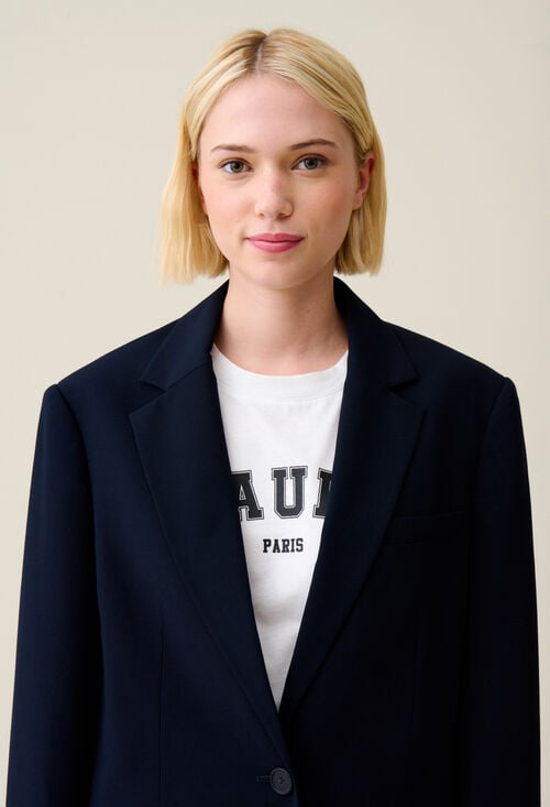 Claudie Veste Tailleur Oversize Marine Pour Femme