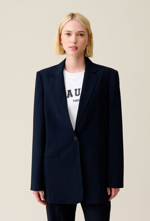 Claudie Veste Tailleur Oversize Marine Pour Femme