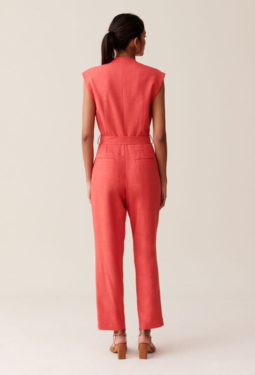 Claudie Combinaison Ceinturée Terracotta Pour Femme