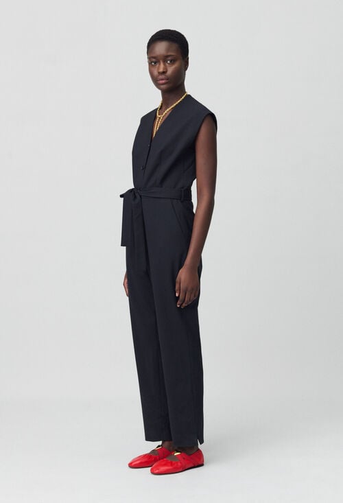 claudie Combinaison manches courtes noir pour femme