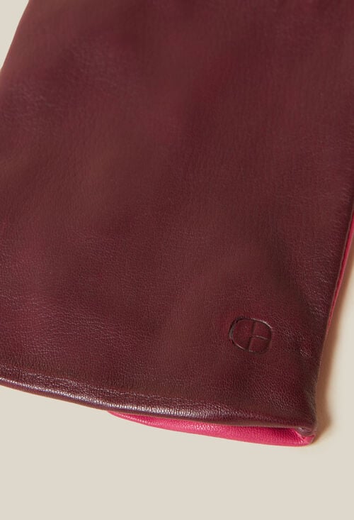 Claudie Gants Bicolores Cuir Logo Embossé Pour Femme