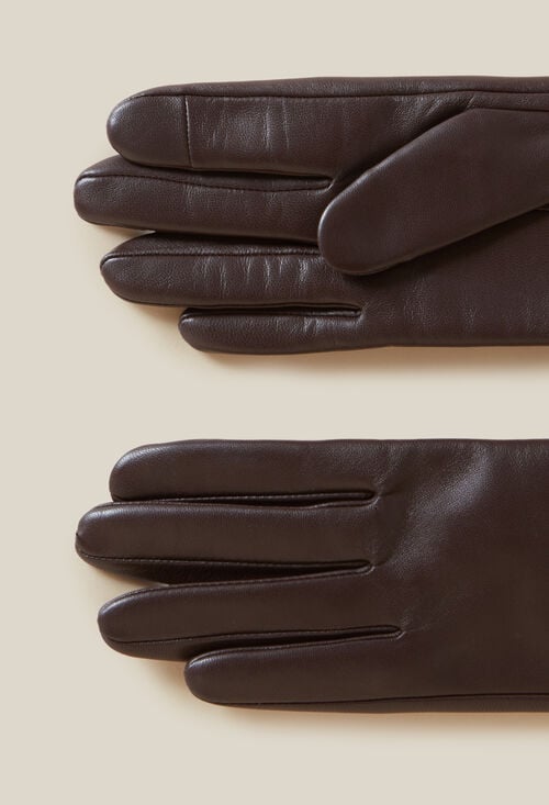 Claudie Gants Cuir Marron Boucle CP Dorée Pour Femme