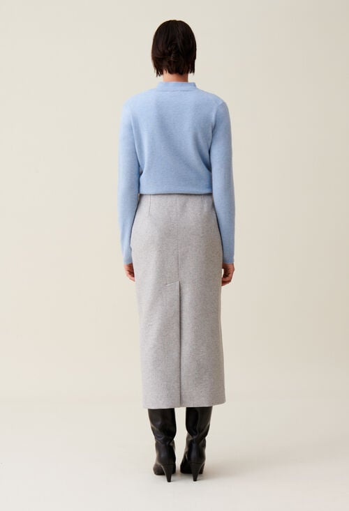 Claudie Jupe Crayon Taille Haute Gris Clair Pour Femme