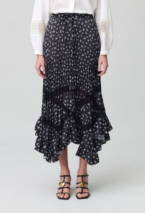 claudie Jupe plissée asymétrique à fleurs pour femme