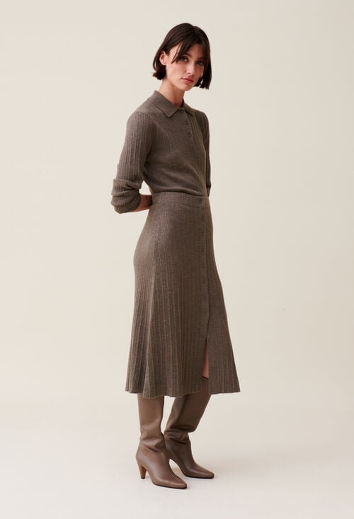 Claudie Jupe Plissée Boutonnée Mi-longue Pour Femme