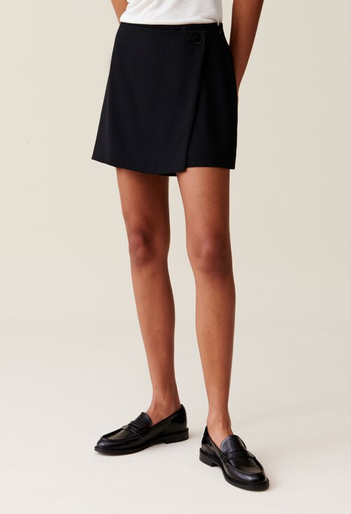 claudie Jupe-short portefeuille boutonnée pour femme