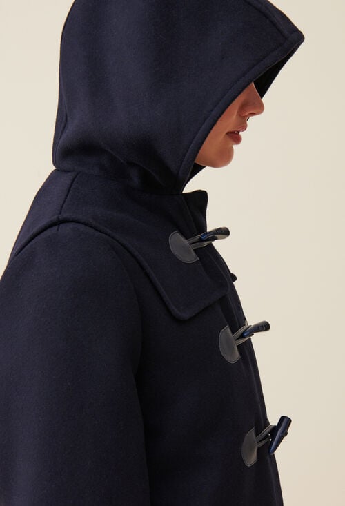 Claudie Manteau Court Capuche Bleu Marine Pour Femme