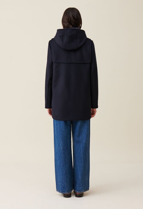 Claudie Manteau Court Capuche Bleu Marine Pour Femme
