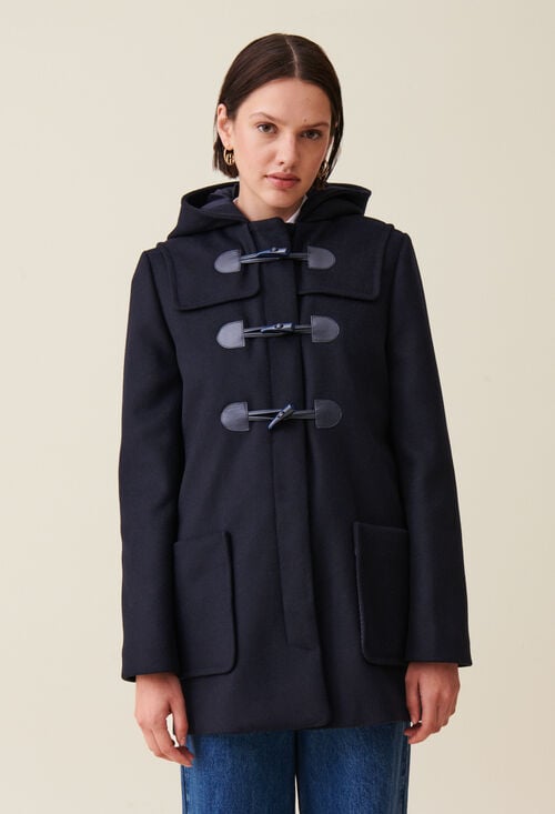 claudie Manteau court capuche bleu marine pour femme
