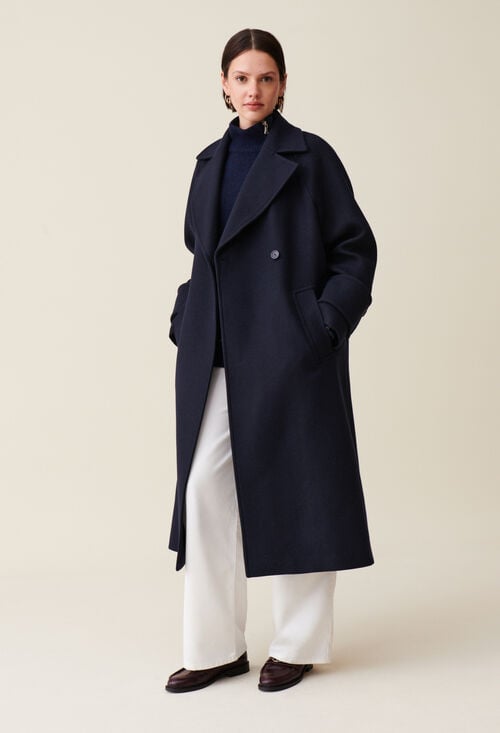claudie Manteau laine esprit trench-coat pour femme
