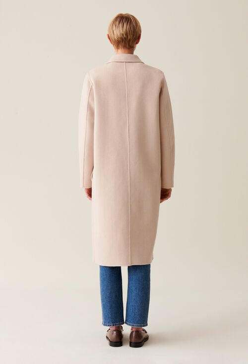 Claudie Manteau Mi-long Laine Mélangée Beige Pour Femme