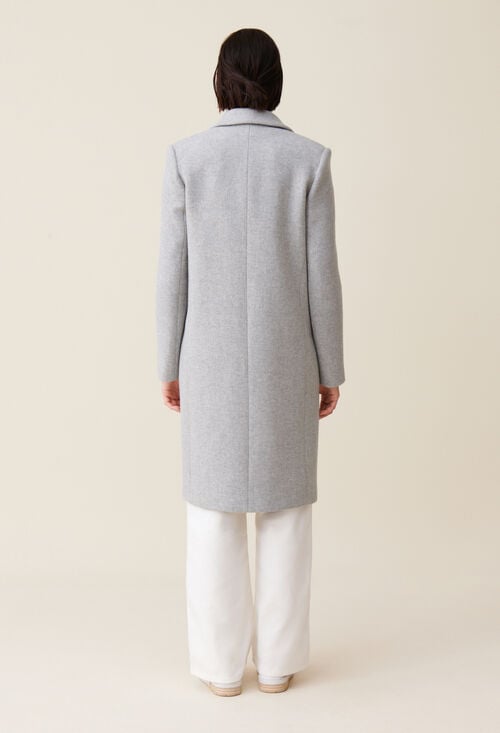 Claudie Manteau Mi-long Tailleur Gris Clair Pour Femme