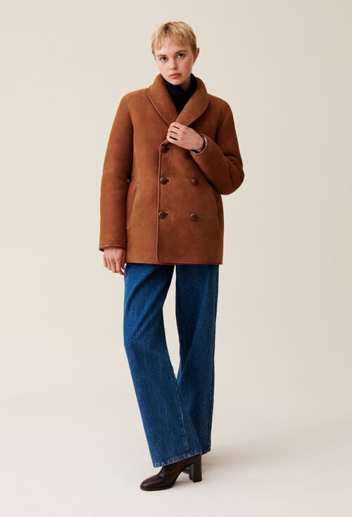 Claudie Manteau Réversible Peau Lainée écru Pour Femme