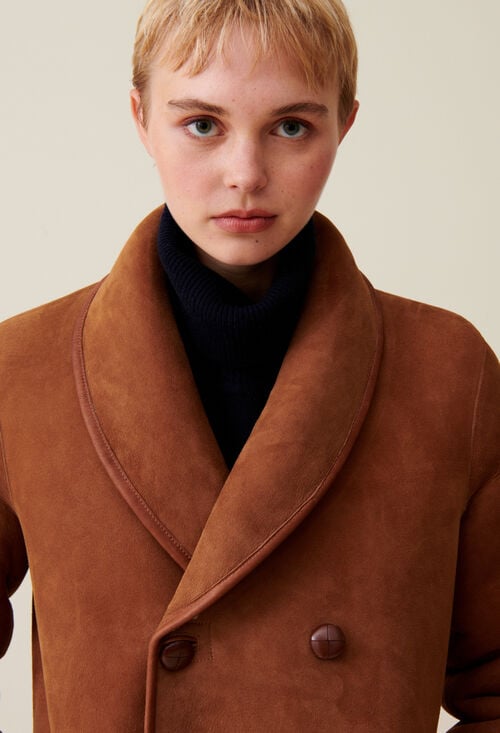 Claudie Manteau Réversible Peau Lainée écru Pour Femme