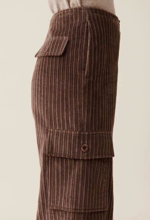Claudie Pantalon Cargo Large Velour Côtelé Pour Femme