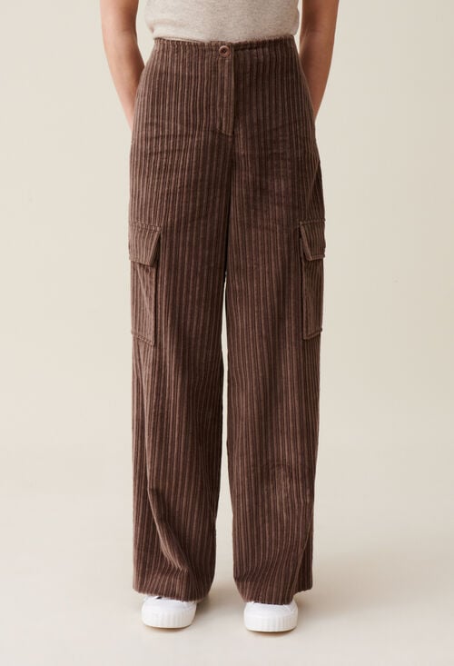 claudie Pantalon cargo large velour côtelé pour femme