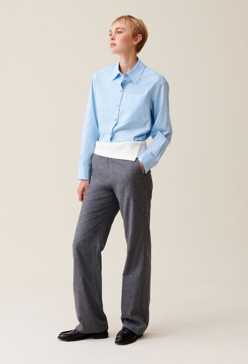 Claudie Pantalon Droit Ceinture Contrastée Pour Femme