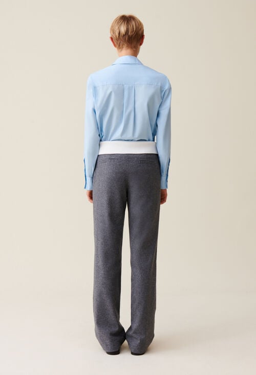 Claudie Pantalon Droit Ceinture Contrastée Pour Femme